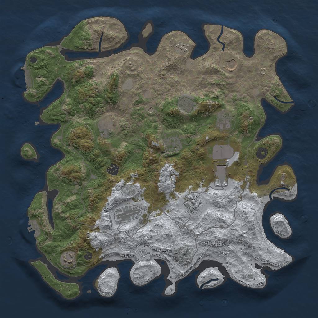 Rust Map: Procedural Map, Size: 4000, Seed: 103105, 20 Monuments