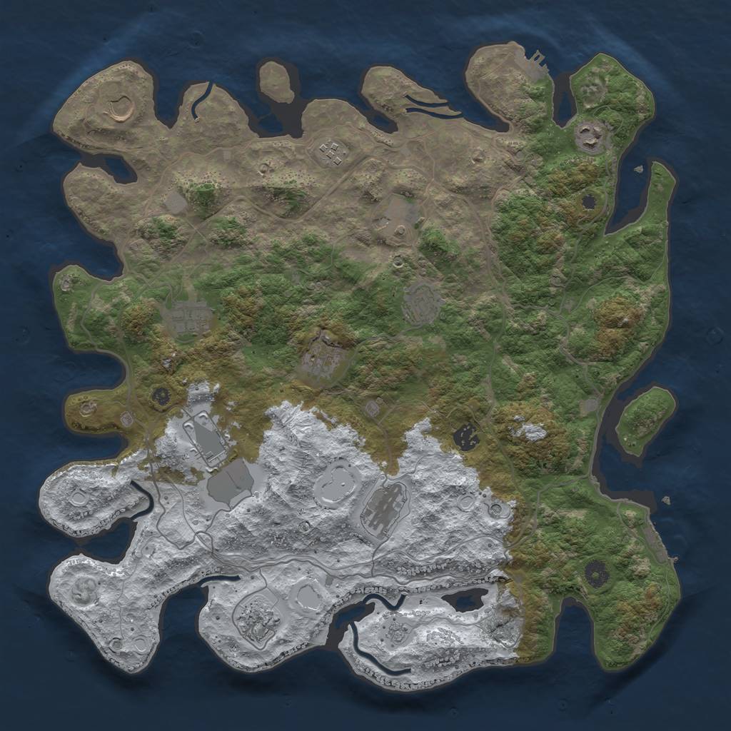 Rust Map: Procedural Map, Size: 4250, Seed: 1255701225, 20 Monuments