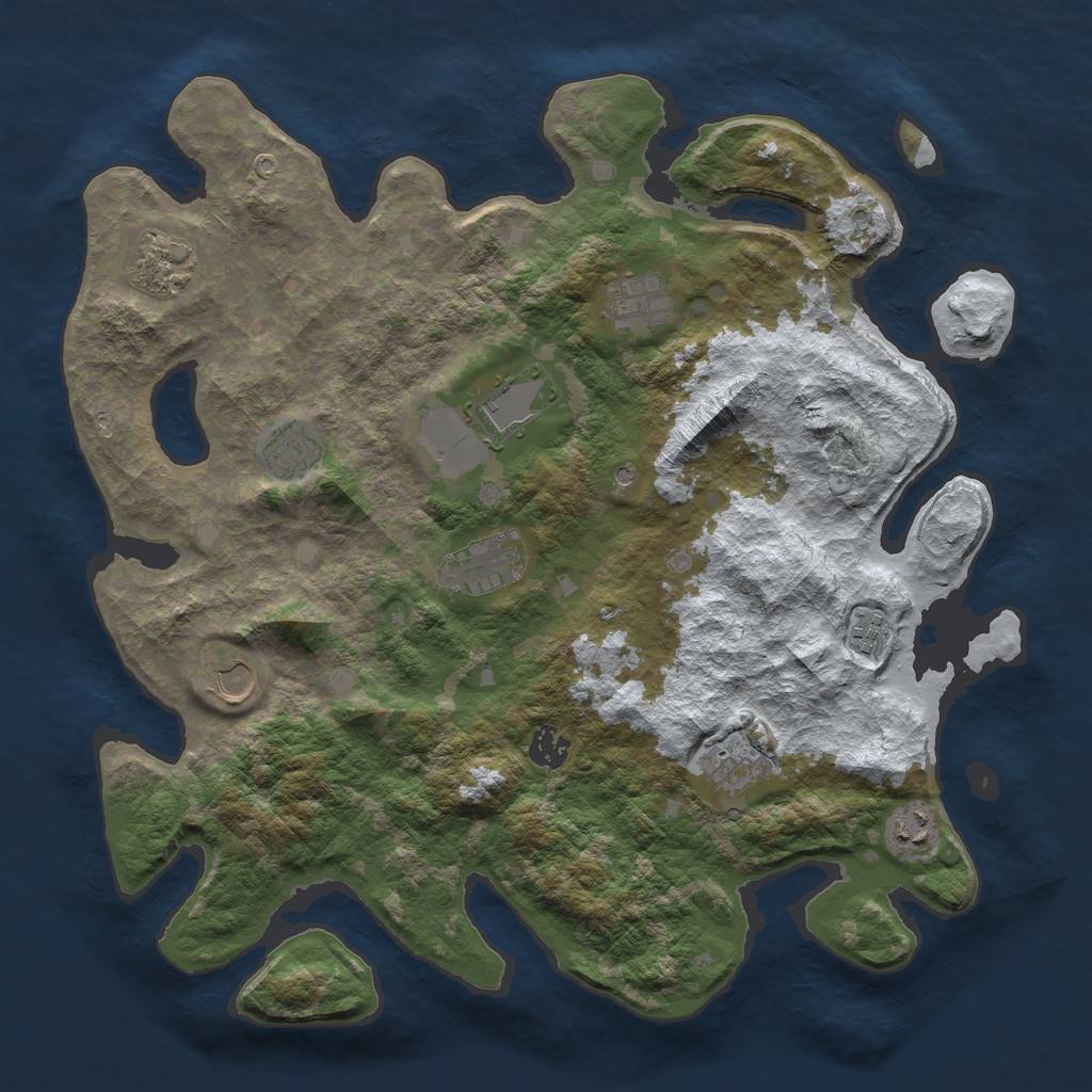 Rust Map: Barren, Size: 4000, Seed: 1800827181, 13 Monuments