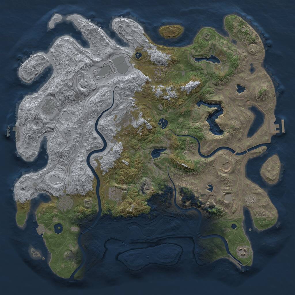 Rust Map: Procedural Map, Size: 4500, Seed: 122700573, 16 Monuments
