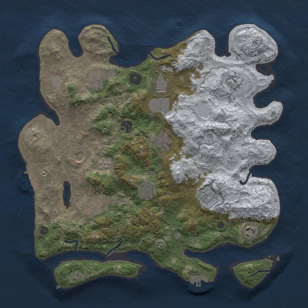 Rust Map: Procedural Map, Size: 3850, Seed: 642900386, 20 Monuments