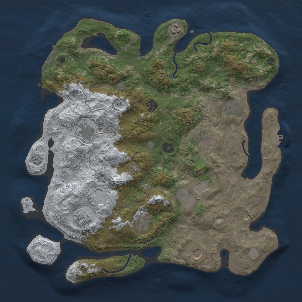 Rust Map: Procedural Map, Size: 4000, Seed: 1113983986, 19 Monuments