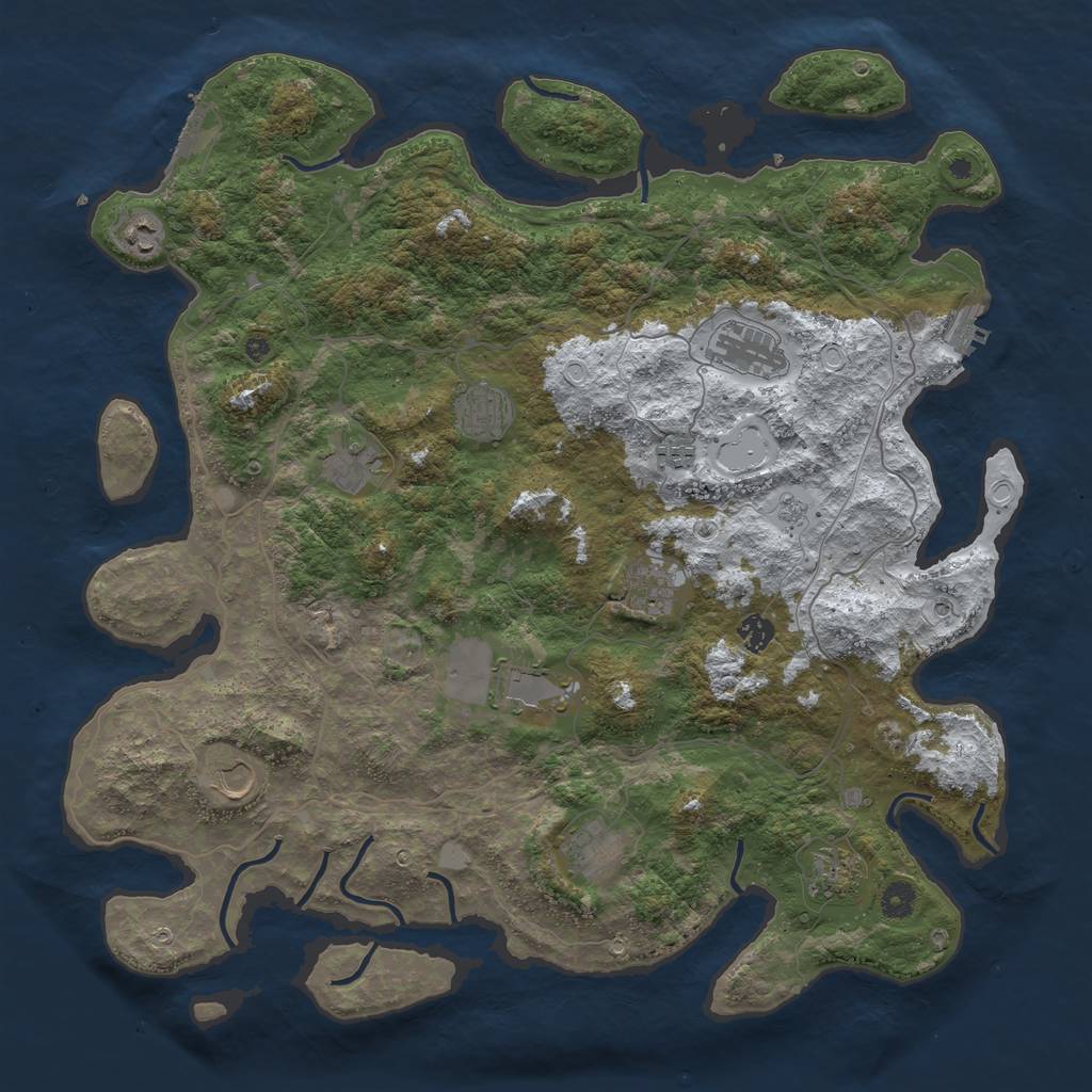 Rust Map: Procedural Map, Size: 4500, Seed: 5383292, 20 Monuments