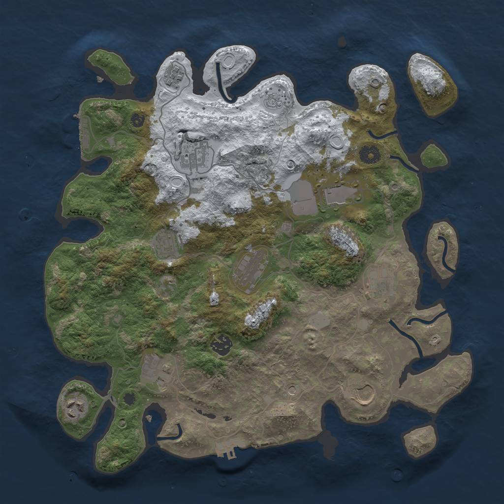 Rust Map: Procedural Map, Size: 3700, Seed: 951736183, 19 Monuments