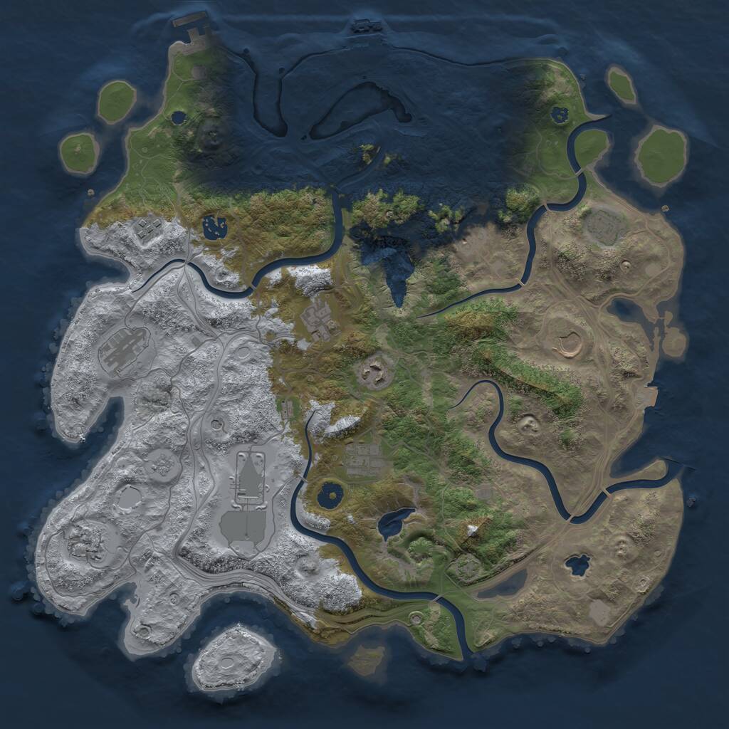 Rust Map: Procedural Map, Size: 4250, Seed: 1605011, 17 Monuments