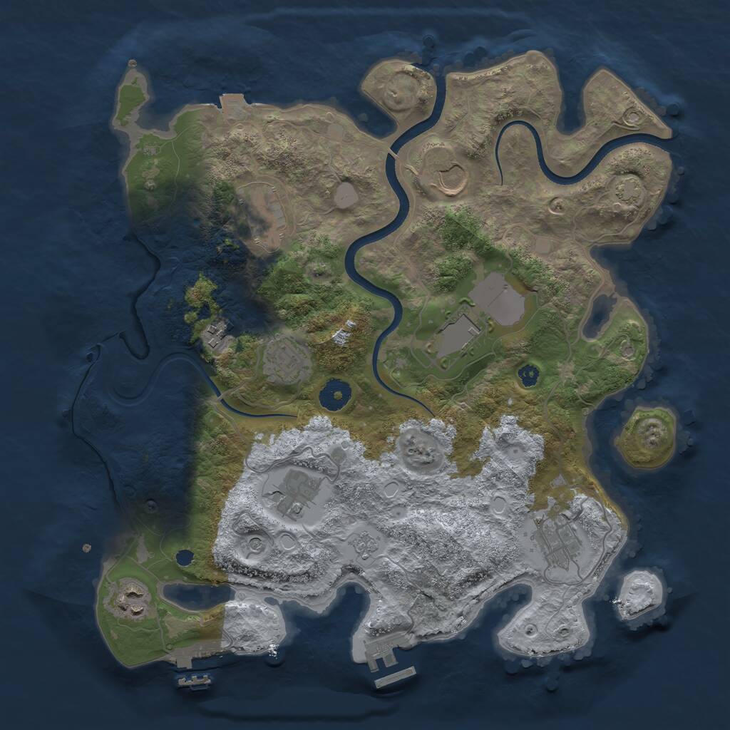 Rust Map: Procedural Map, Size: 3500, Seed: 48126, 14 Monuments