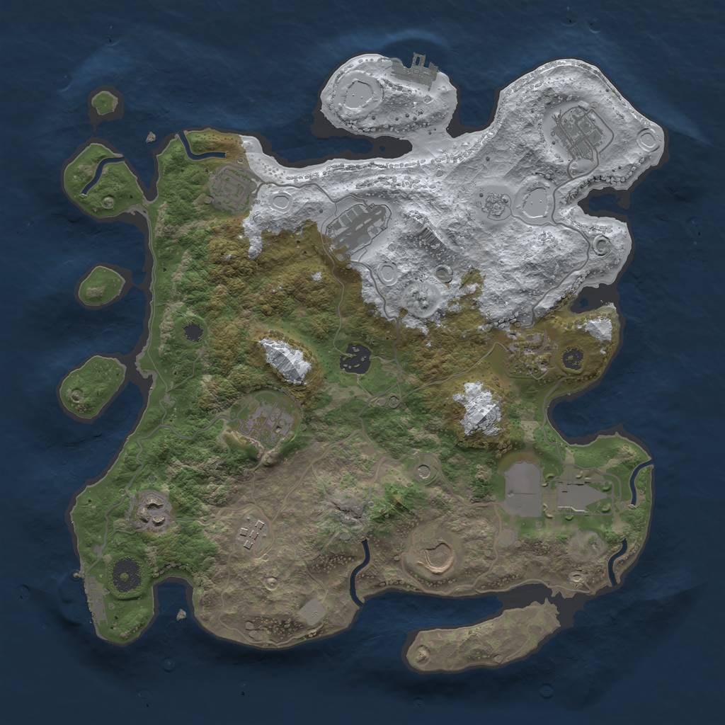 Rust Map: Procedural Map, Size: 3500, Seed: 2039268389, 19 Monuments
