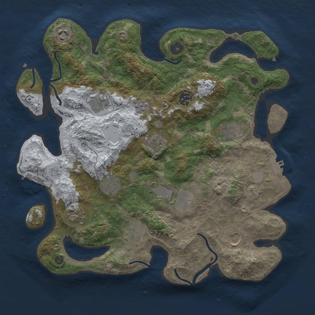 Rust Map: Procedural Map, Size: 3700, Seed: 23865, 20 Monuments