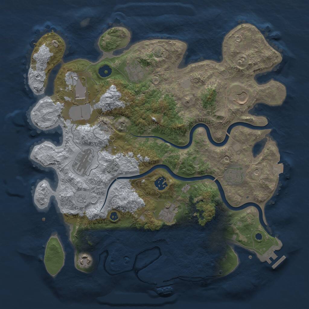 Rust Map: Procedural Map, Size: 3700, Seed: 836, 15 Monuments