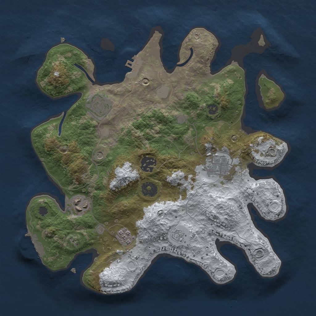 Rust Map: Procedural Map, Size: 3000, Seed: 1369408002, 14 Monuments