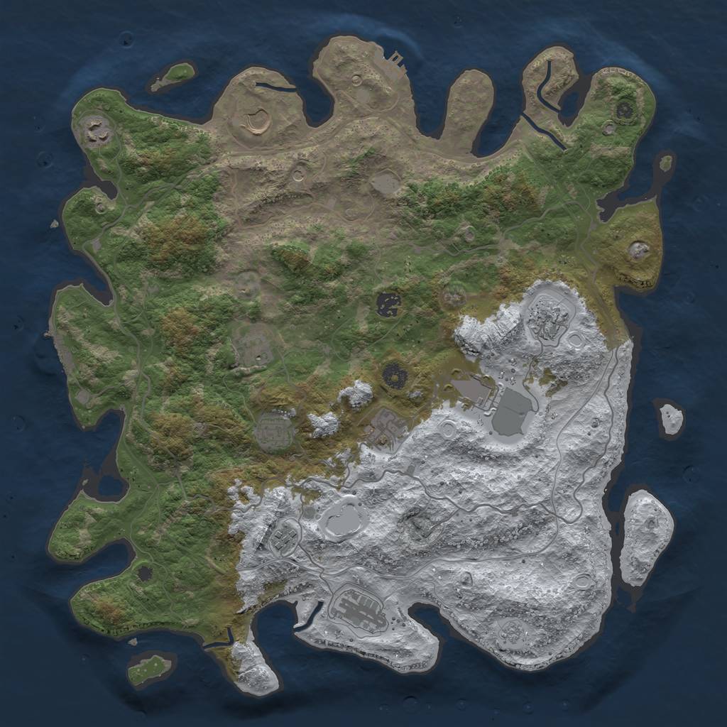 Rust Map: Procedural Map, Size: 4300, Seed: 141414, 19 Monuments