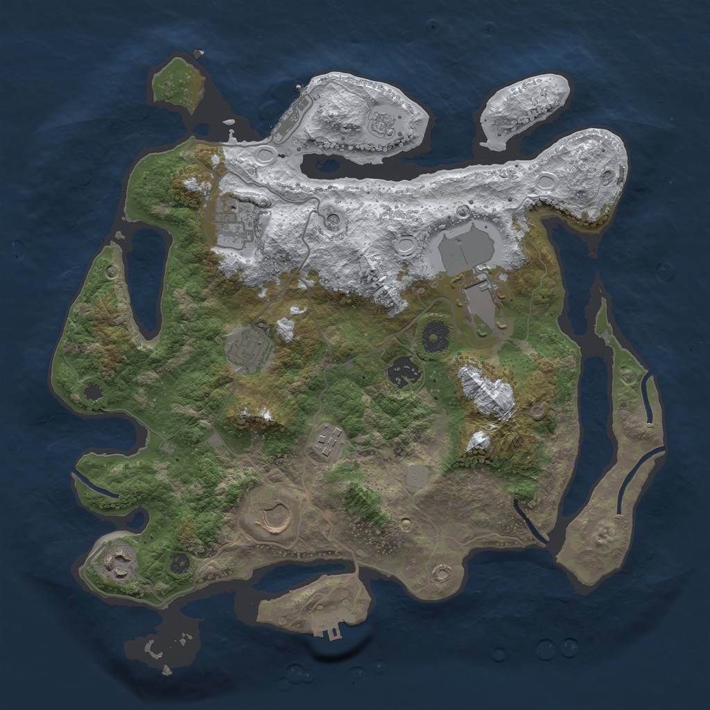 Rust Map: Procedural Map, Size: 3500, Seed: 1669398153, 16 Monuments