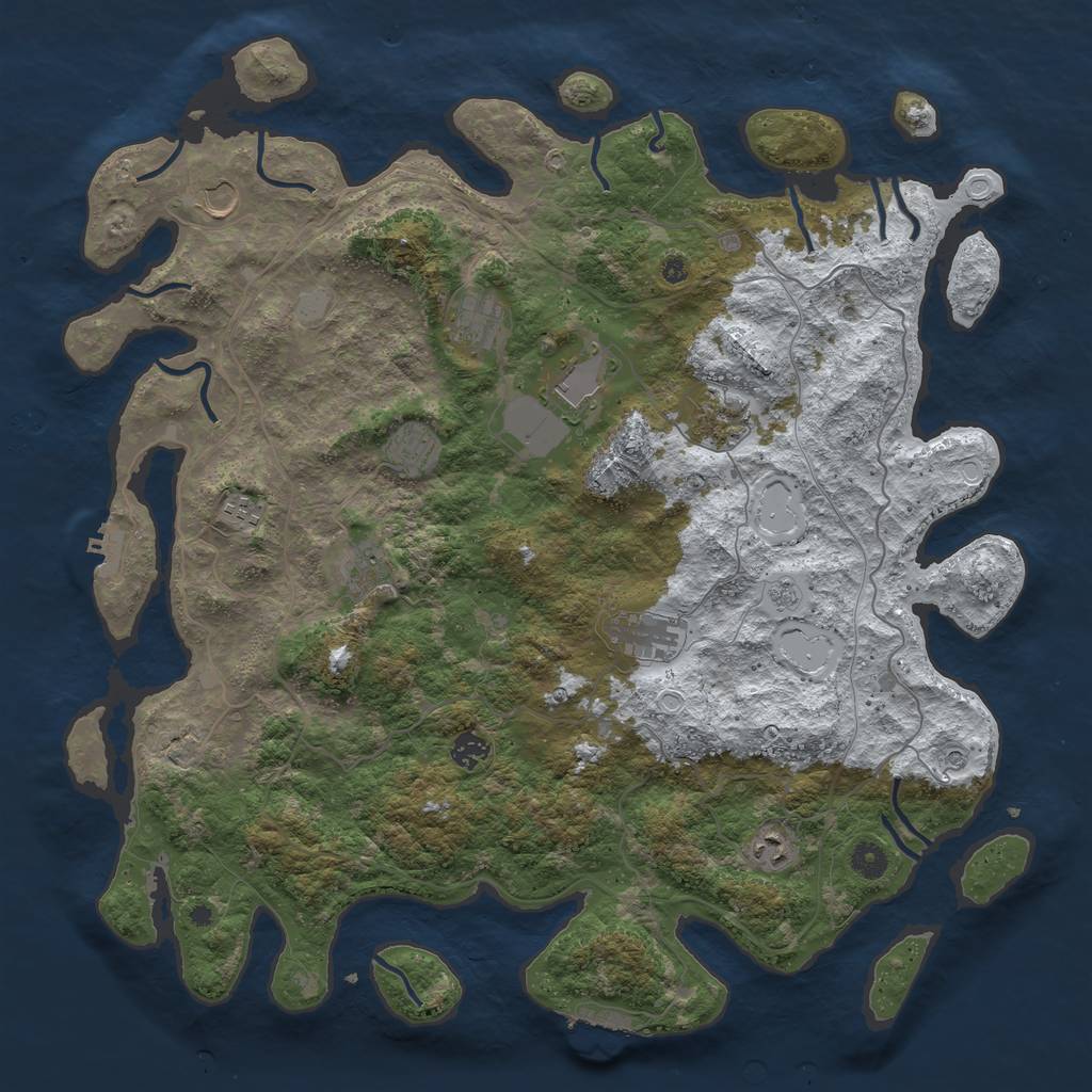 Rust Map: Procedural Map, Size: 4500, Seed: 105214278, 19 Monuments