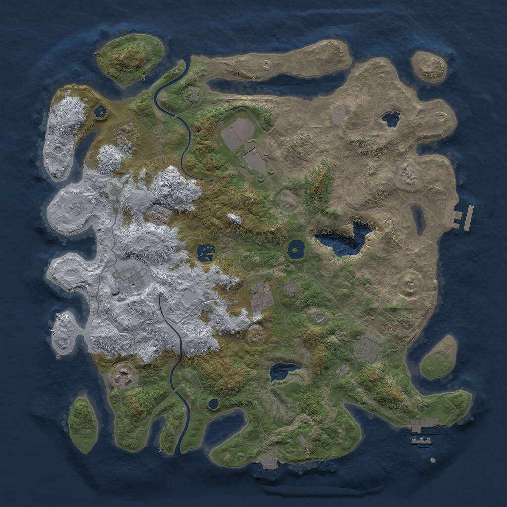 Rust Map: Procedural Map, Size: 4000, Seed: 836, 14 Monuments