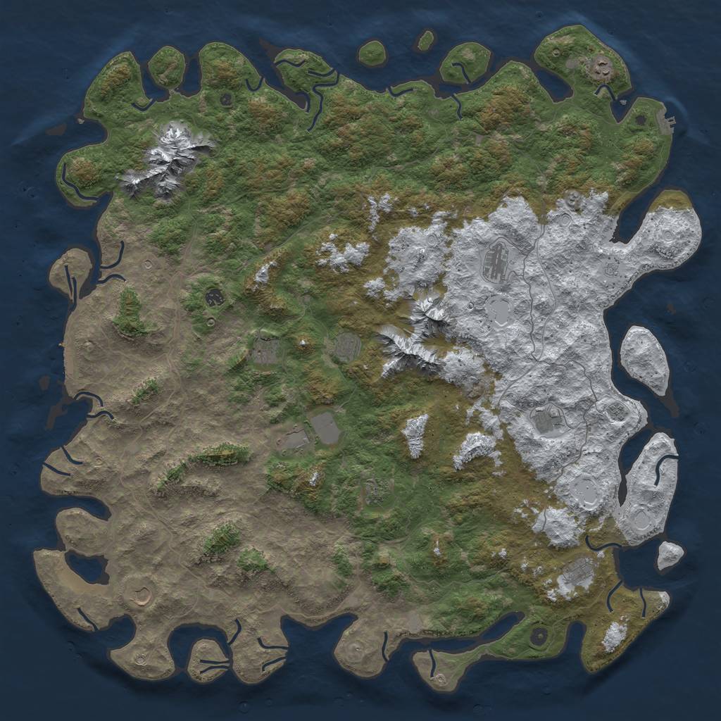 Rust Map: Procedural Map, Size: 6000, Seed: 1311, 20 Monuments
