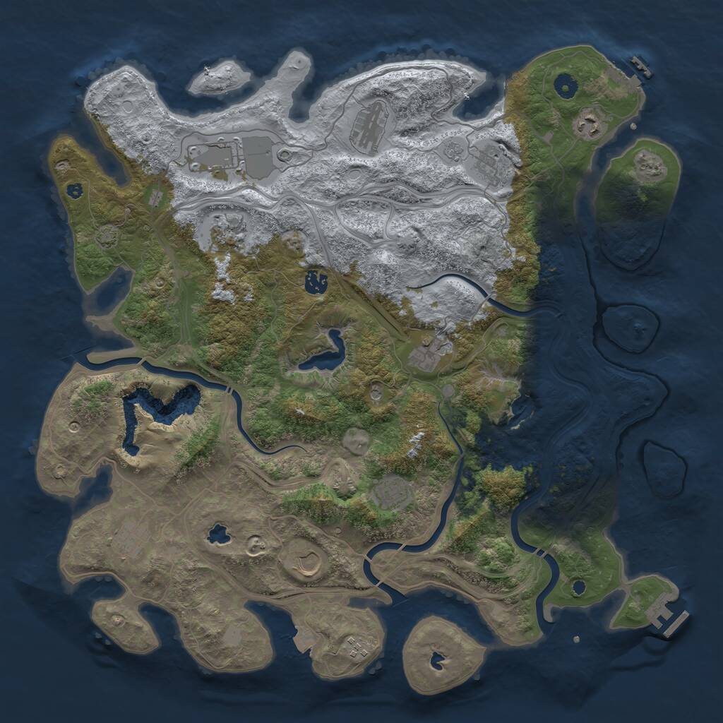 Rust Map: Procedural Map, Size: 4500, Seed: 226155287, 17 Monuments