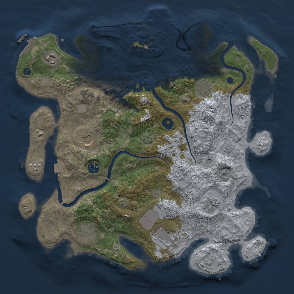 Rust Map: Procedural Map, Size: 3800, Seed: 93579173, 14 Monuments