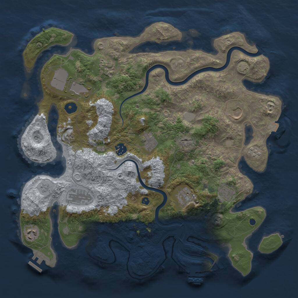 Rust Map: Procedural Map, Size: 3850, Seed: 1563229215, 16 Monuments