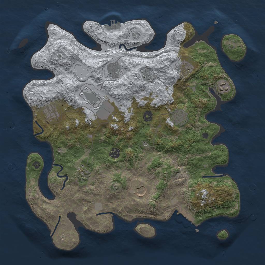 Rust Map: Procedural Map, Size: 3750, Seed: 856164894, 19 Monuments