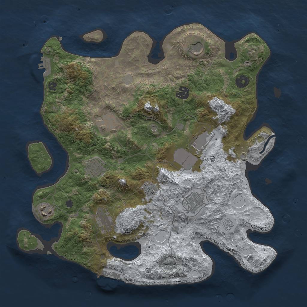Rust Map: Procedural Map, Size: 3500, Seed: 1436, 18 Monuments