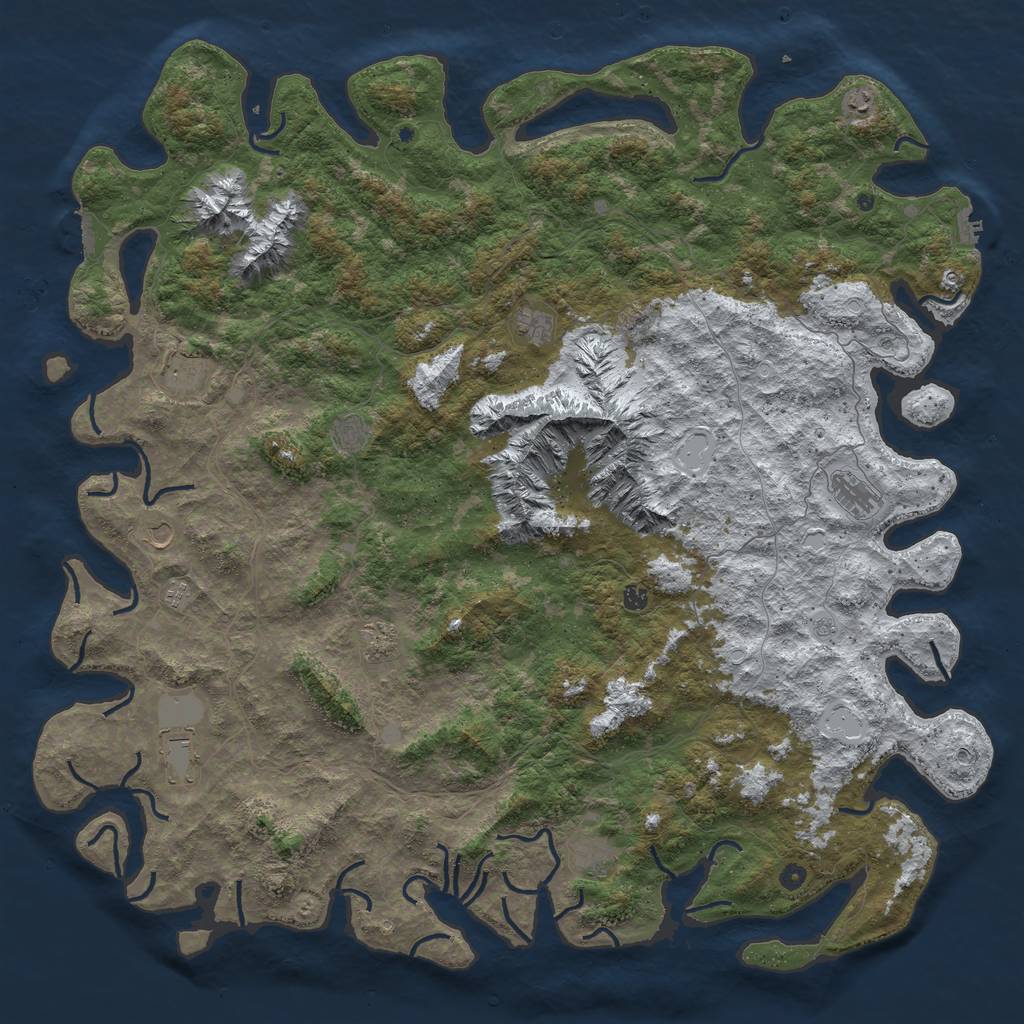 Rust Map: Procedural Map, Size: 6000, Seed: 7878, 20 Monuments
