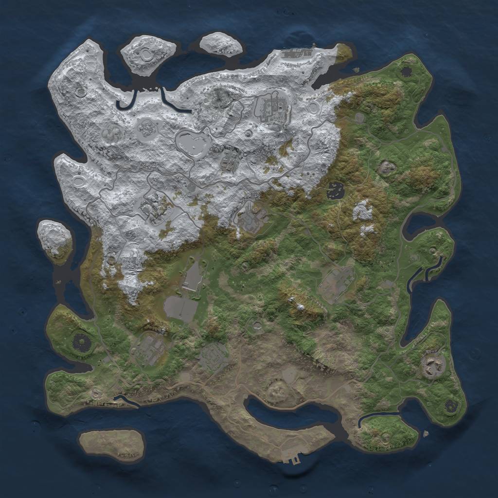 Rust Map: Procedural Map, Size: 4000, Seed: 21342, 19 Monuments