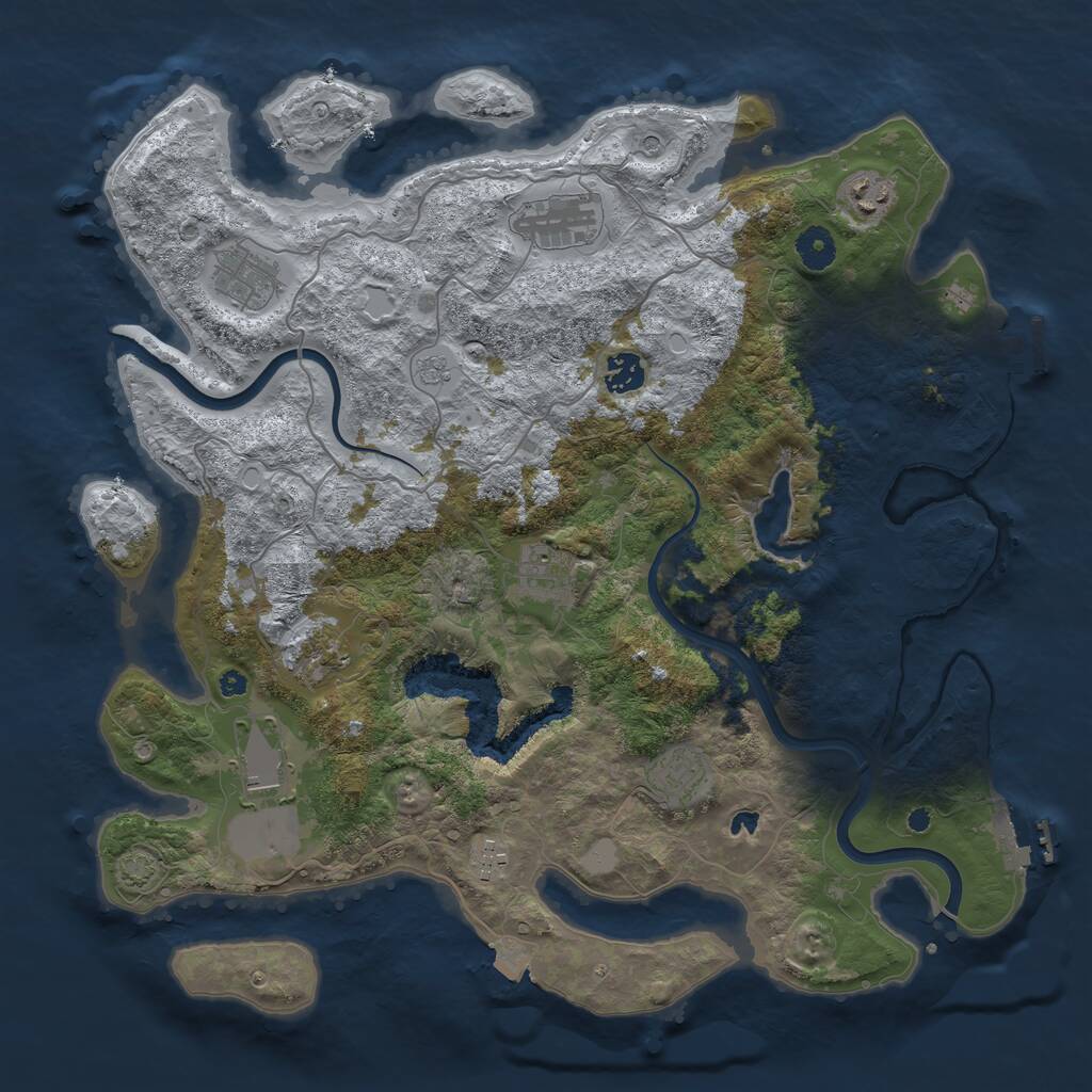 Rust Map: Procedural Map, Size: 4000, Seed: 21342, 15 Monuments