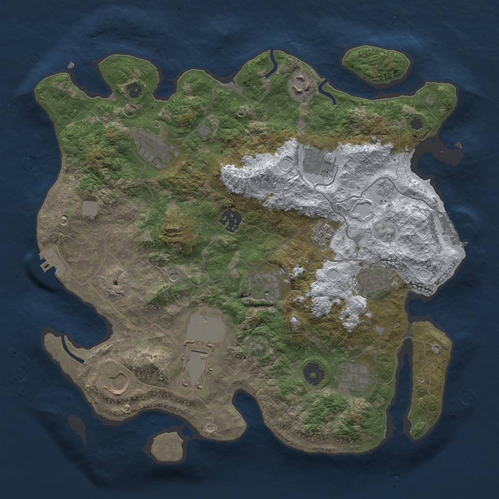 Rust Map: Procedural Map, Size: 3500, Seed: 135559, 19 Monuments