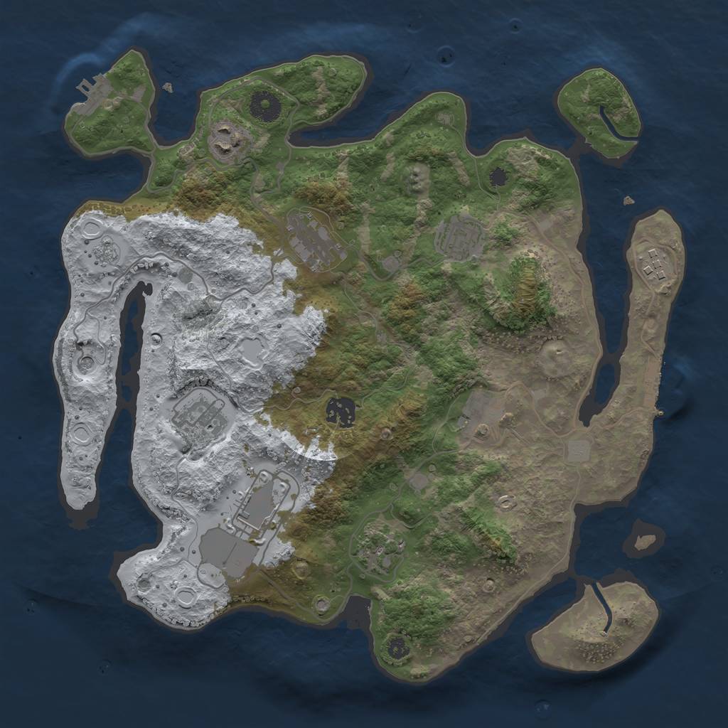 Rust Map: Procedural Map, Size: 3500, Seed: 38417253, 18 Monuments
