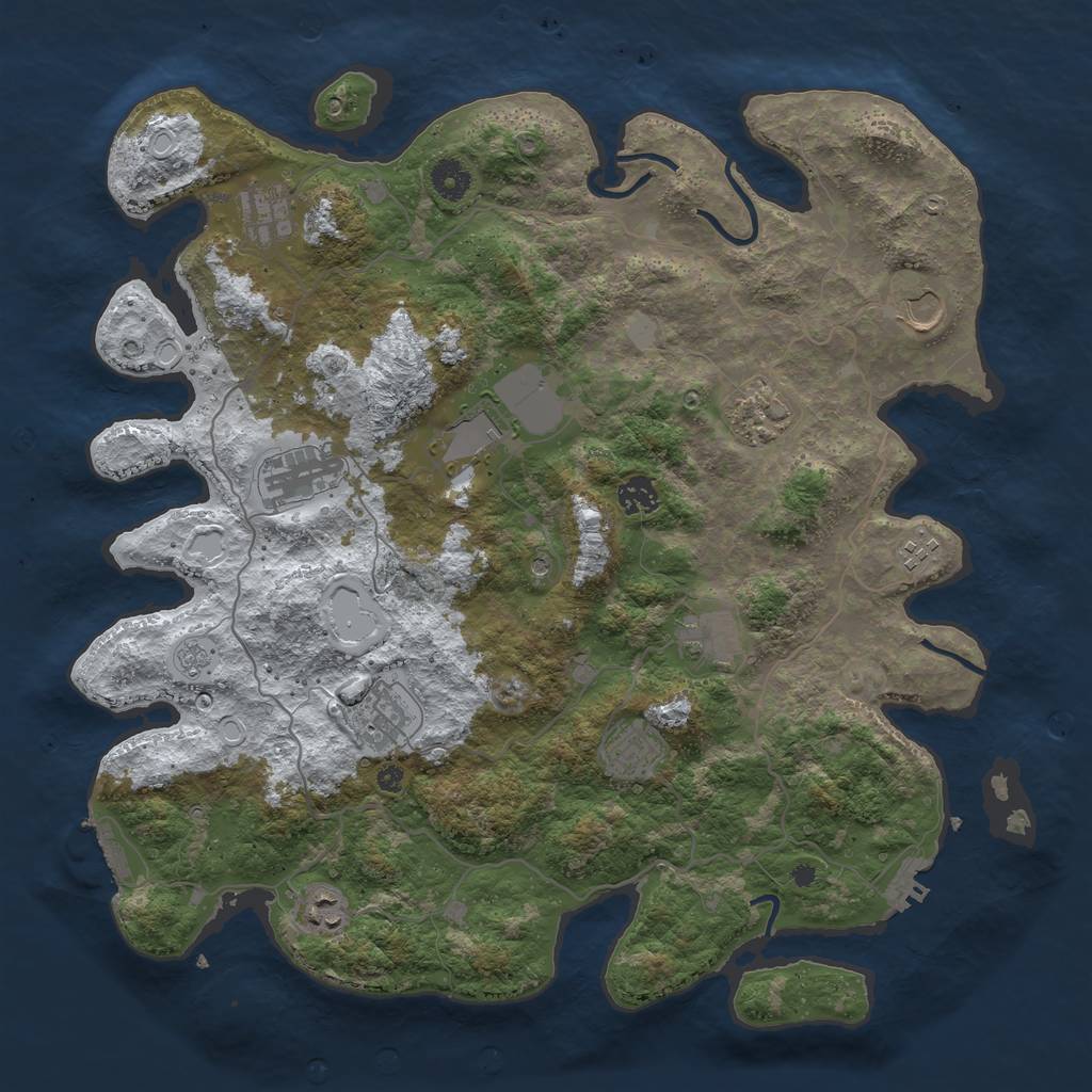 Rust Map: Procedural Map, Size: 4096, Seed: 123456, 20 Monuments