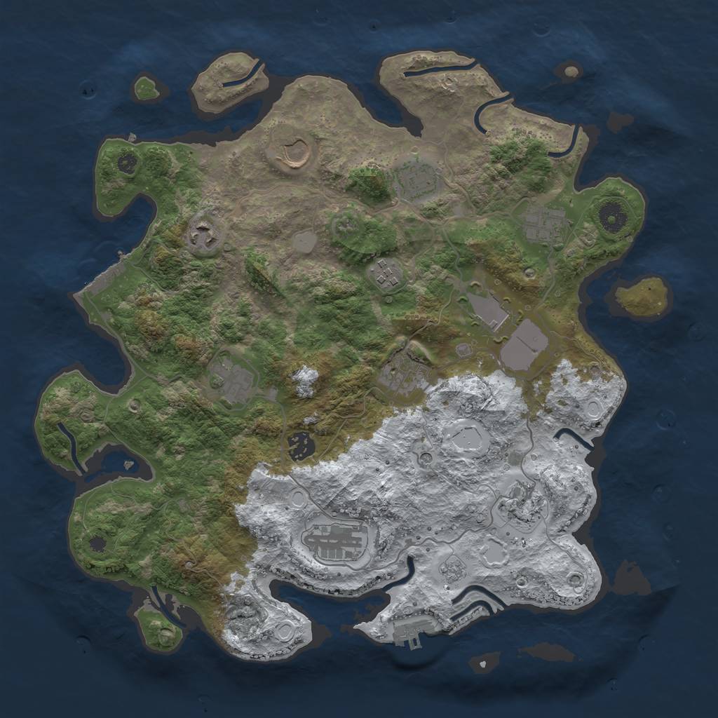 Rust Map: Procedural Map, Size: 3750, Seed: 1677870400, 20 Monuments