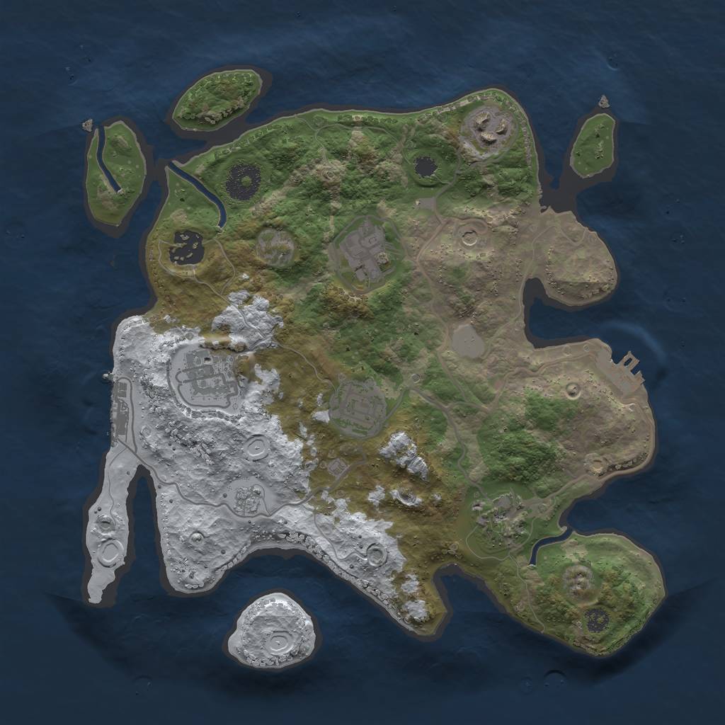 Rust Map: Procedural Map, Size: 3000, Seed: 2387430, 15 Monuments