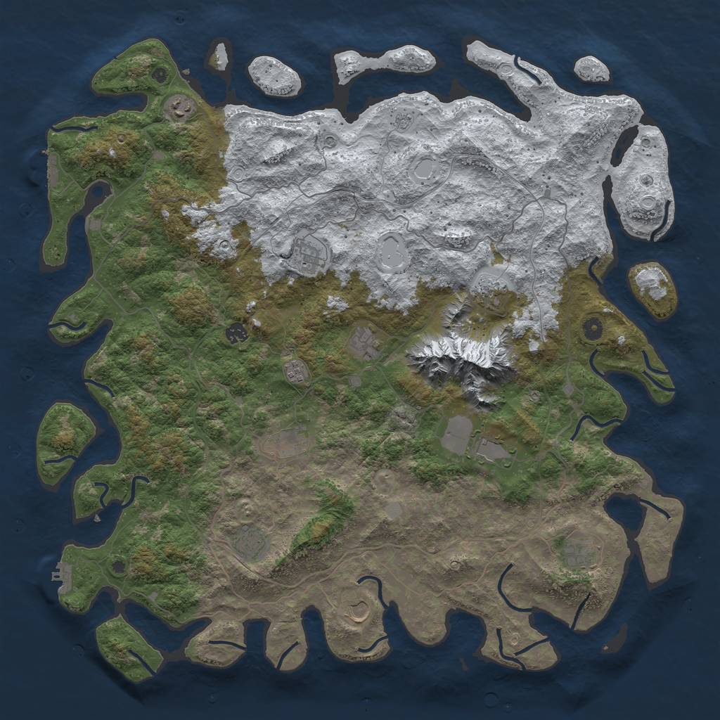 Rust Map: Procedural Map, Size: 5050, Seed: 2147483645, 20 Monuments