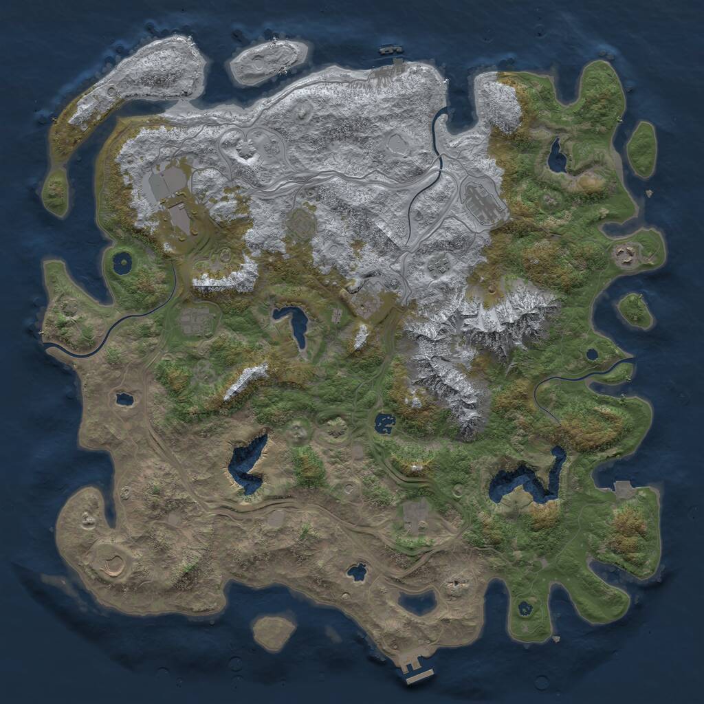 Rust Map: Procedural Map, Size: 5000, Seed: 54068, 16 Monuments