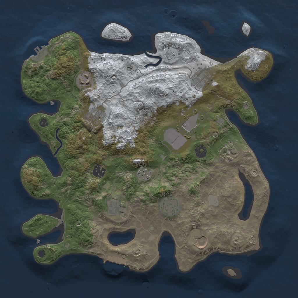 Rust Map: Procedural Map, Size: 3500, Seed: 718519, 19 Monuments