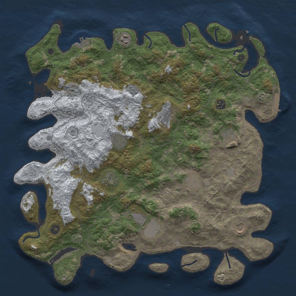 Rust Map: Procedural Map, Size: 4500, Seed: 2127183811, 19 Monuments