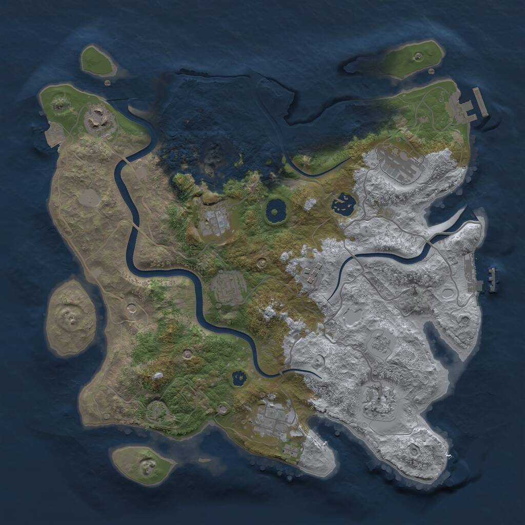 Rust Map: Procedural Map, Size: 3500, Seed: 156935186, 14 Monuments
