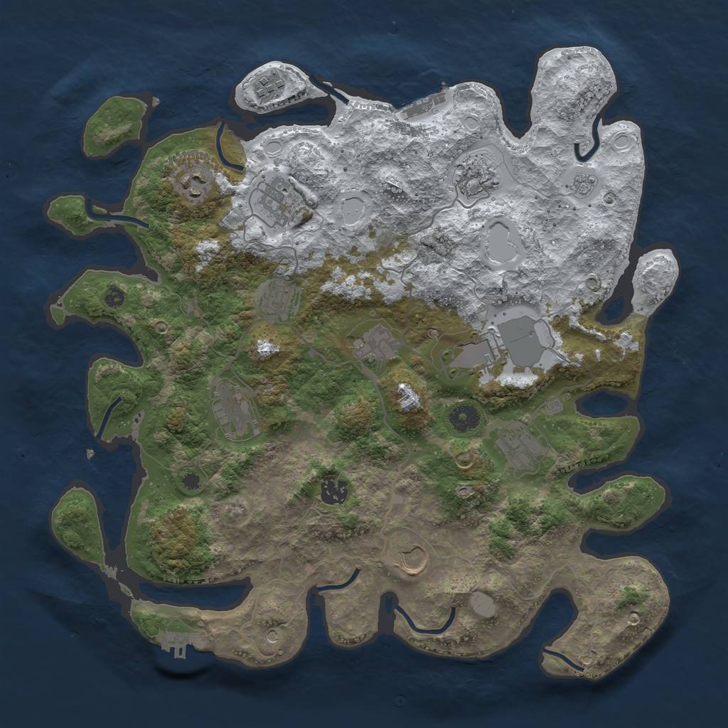 Rust Map: Procedural Map, Size: 3850, Seed: 129821379, 20 Monuments