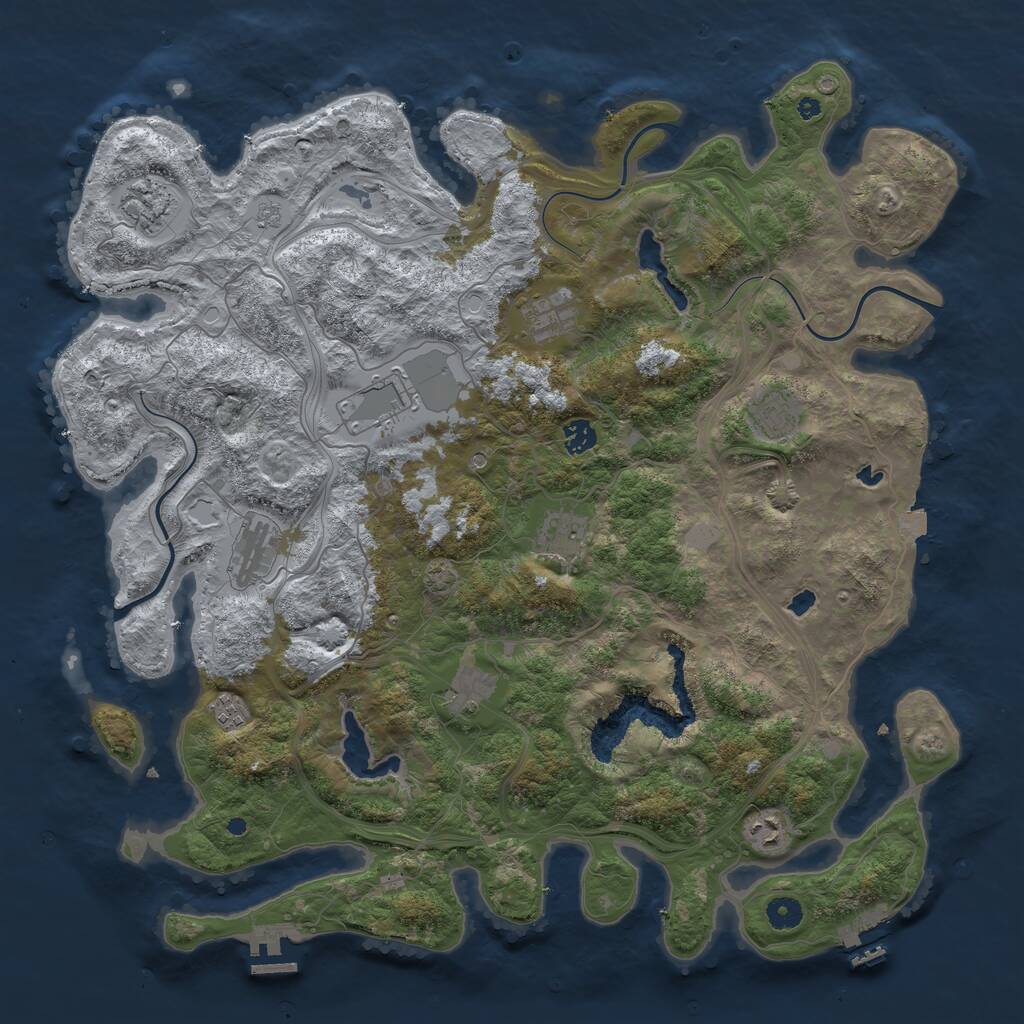 Rust Map: Procedural Map, Size: 4500, Seed: 9911, 16 Monuments