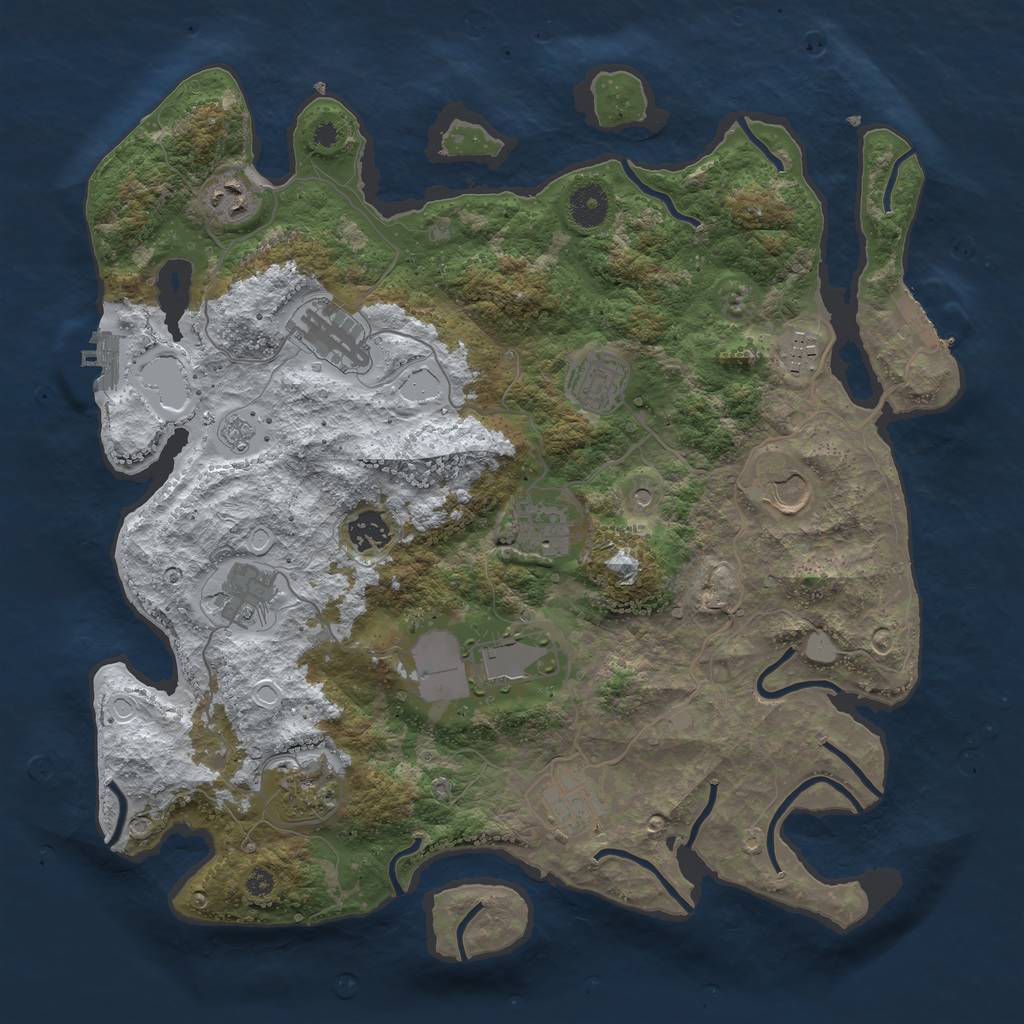Rust Map: Procedural Map, Size: 3800, Seed: 1679962213, 20 Monuments
