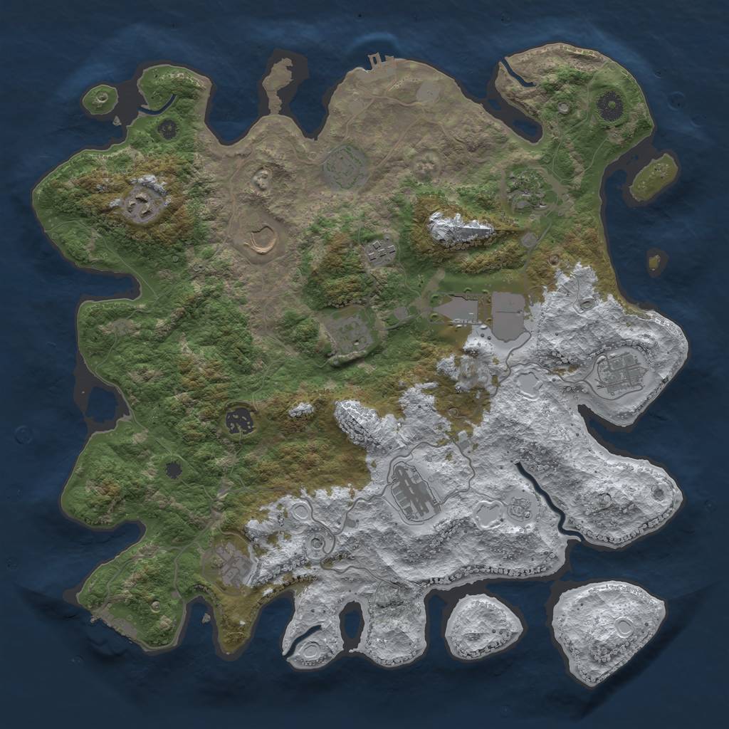 Rust Map: Procedural Map, Size: 3950, Seed: 436198777, 20 Monuments