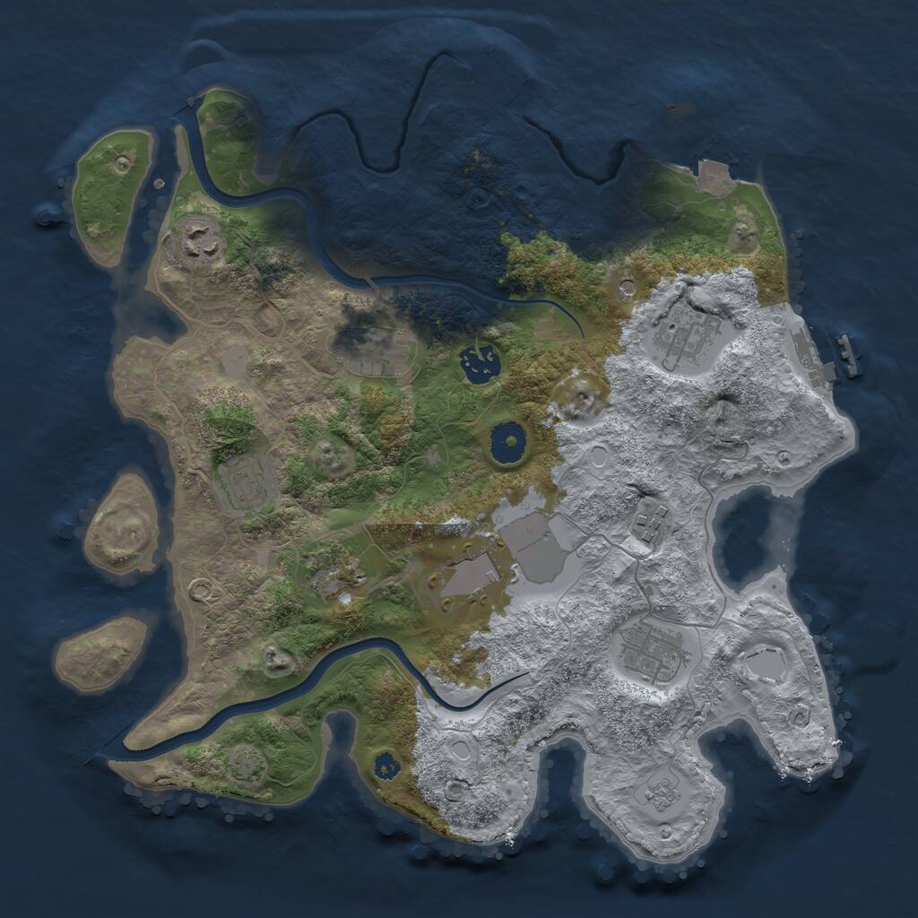 Rust Map: Procedural Map, Size: 3500, Seed: 768719, 15 Monuments