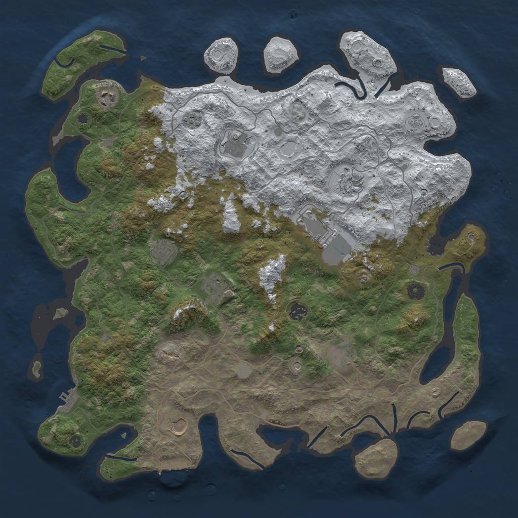 Rust Map: Procedural Map, Size: 4500, Seed: 43521, 19 Monuments