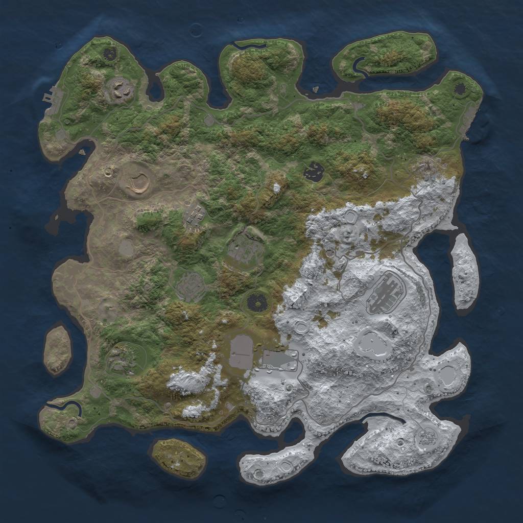 Rust Map: Procedural Map, Size: 4000, Seed: 5412, 18 Monuments