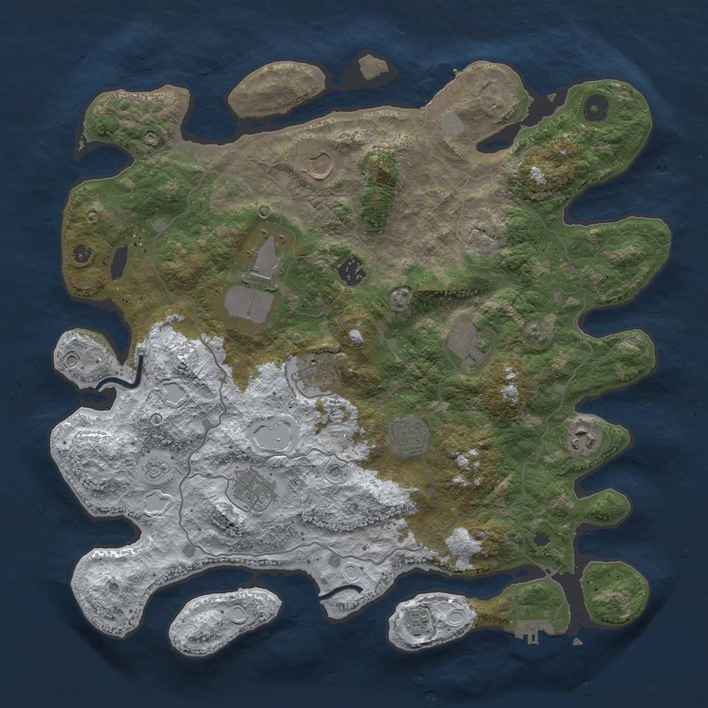 Rust Map: Procedural Map, Size: 4000, Seed: 95838, 18 Monuments
