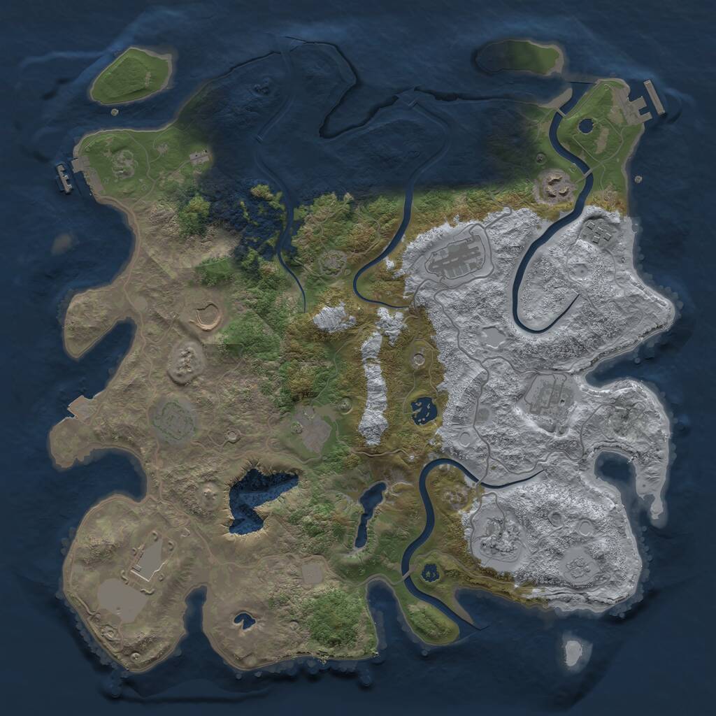 Rust Map: Procedural Map, Size: 4000, Seed: 12343534, 16 Monuments
