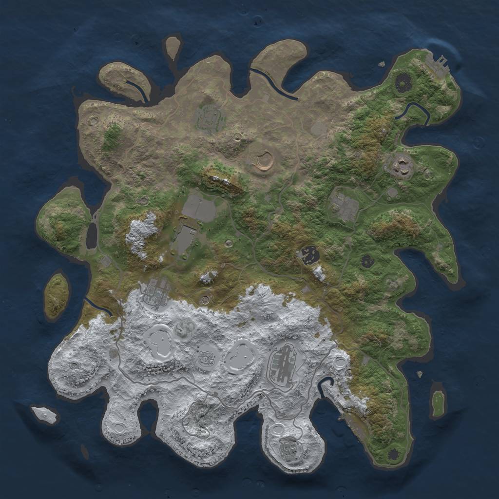 Rust Map: Procedural Map, Size: 4000, Seed: 233824, 18 Monuments