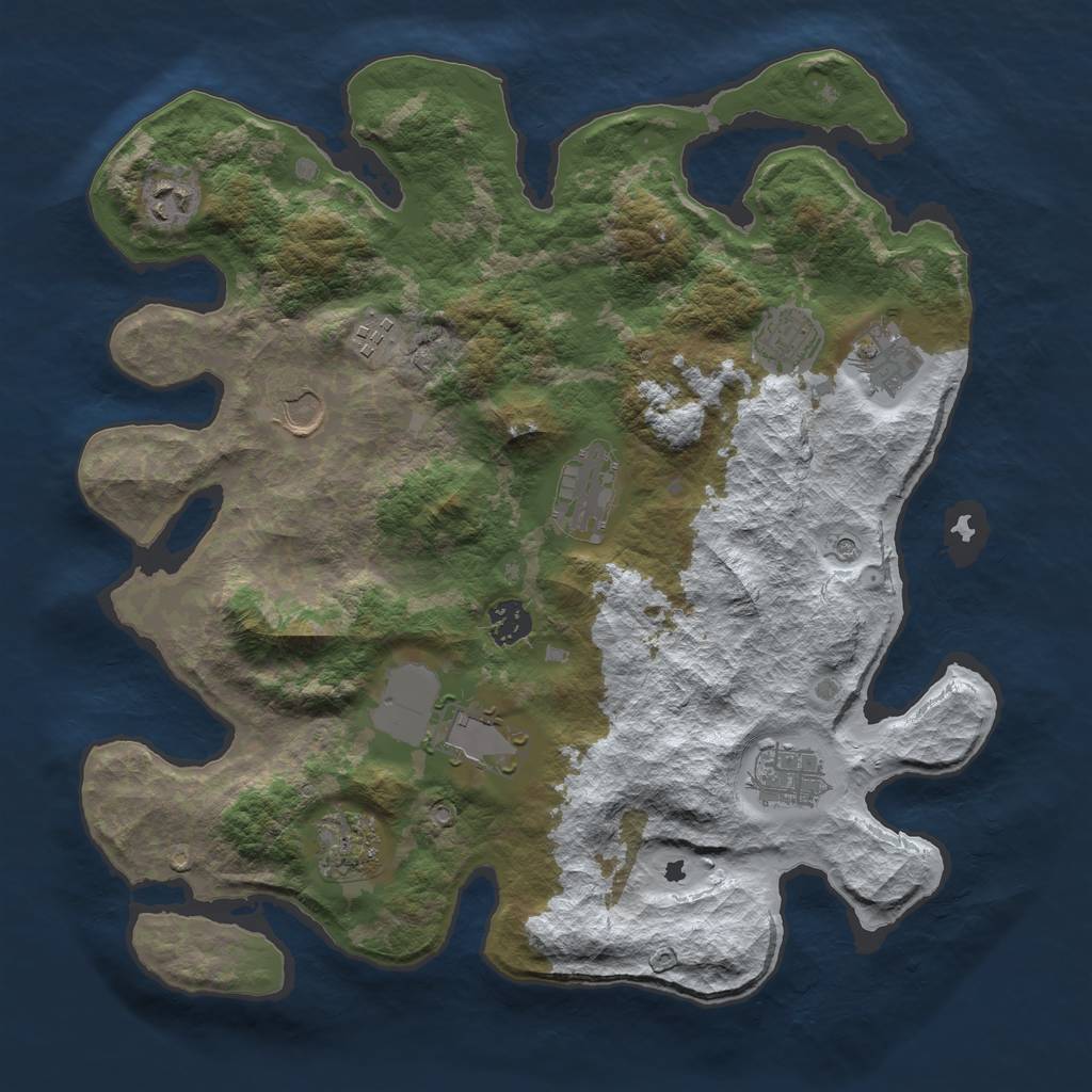 Rust Map: Barren, Size: 3700, Seed: 138, 13 Monuments