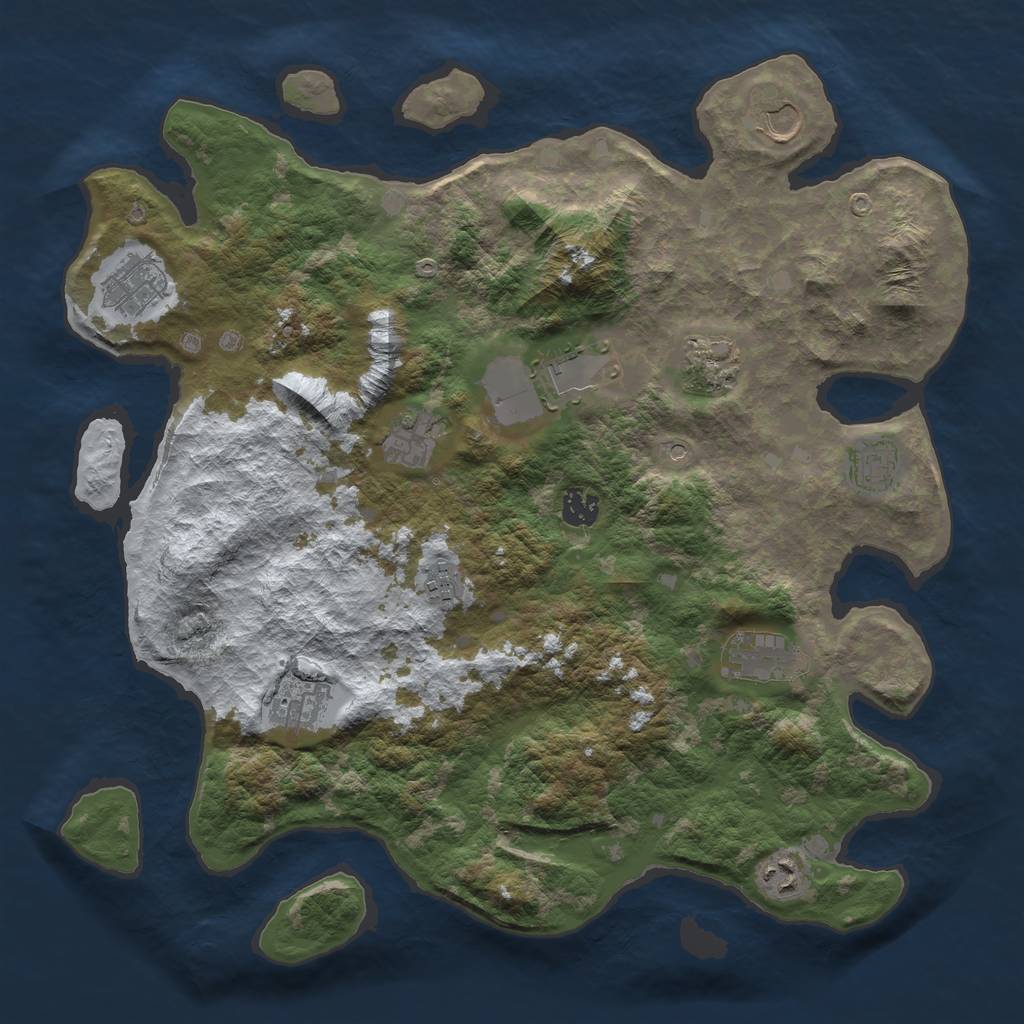 Rust Map: Barren, Size: 4000, Seed: 905111787, 14 Monuments