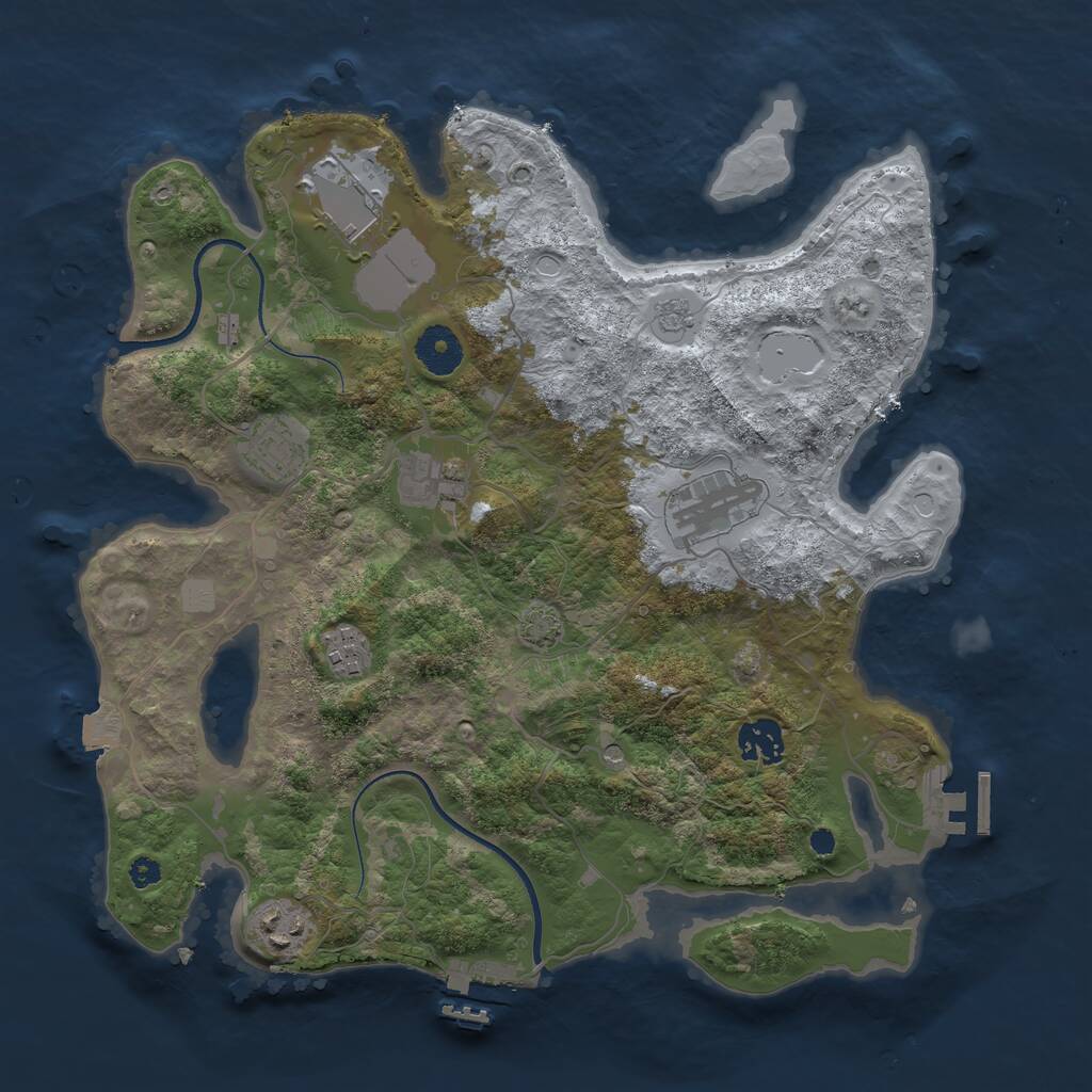 Rust Map: Procedural Map, Size: 3500, Seed: 827444689, 13 Monuments